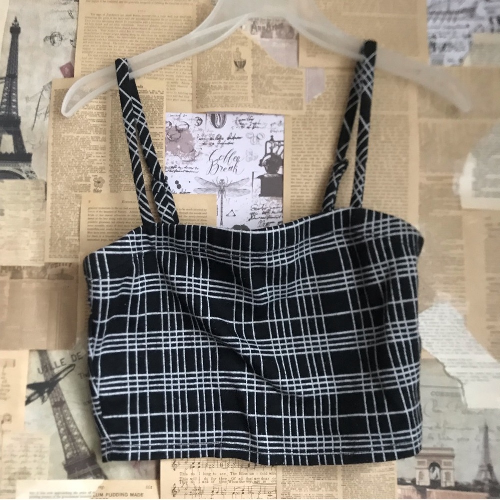 Black and White Plaid Crop Top